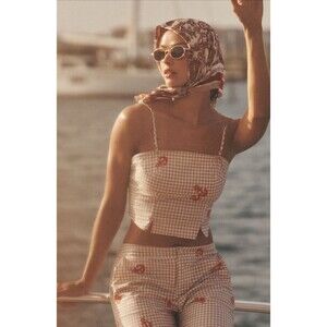 Anthropologie Celandine Tube Top Women Tan Smocked Retro Vacay Size Large NWT